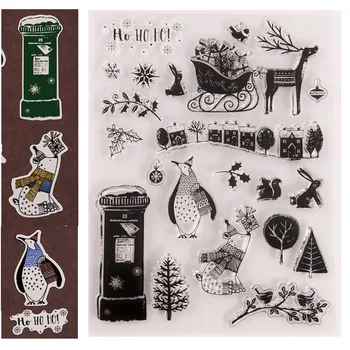 

Christmas Penguins Elk Metal Cutting Dies Mailbox Clear stamps and Die set for Scrapbooking Card Embossing craft dies