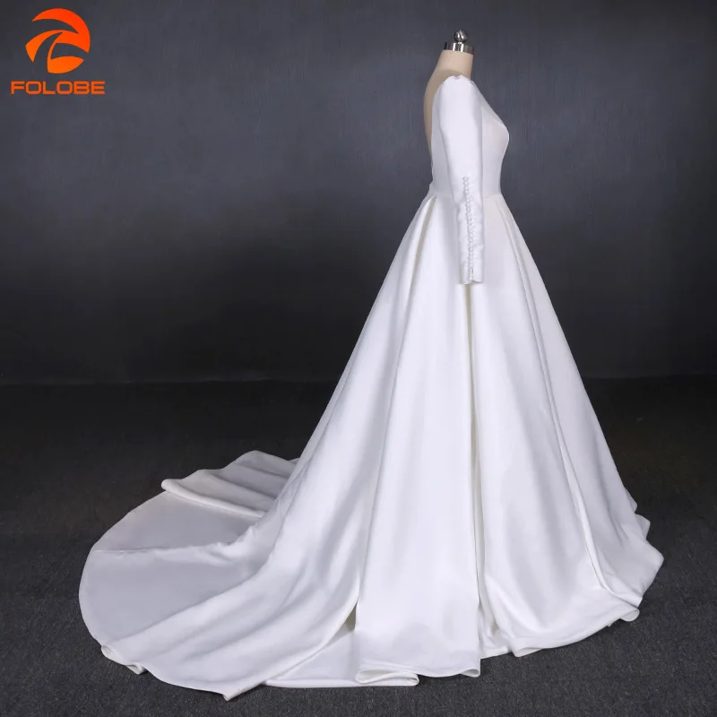 Vestidos de novia винтажное атласное платье с длинным рукавом для невесты платья с открытой спиной Французский дворец на заказ свадебное платье для невесты