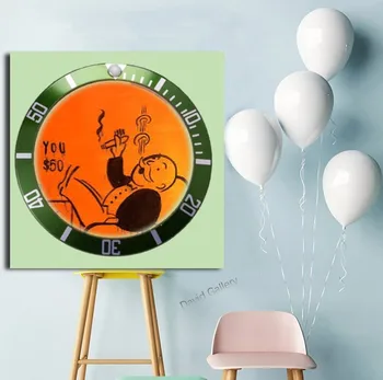 

Alec Monopoly hand painted cartoon oil painting on canvas wall painting for pictures for living room wall home decor