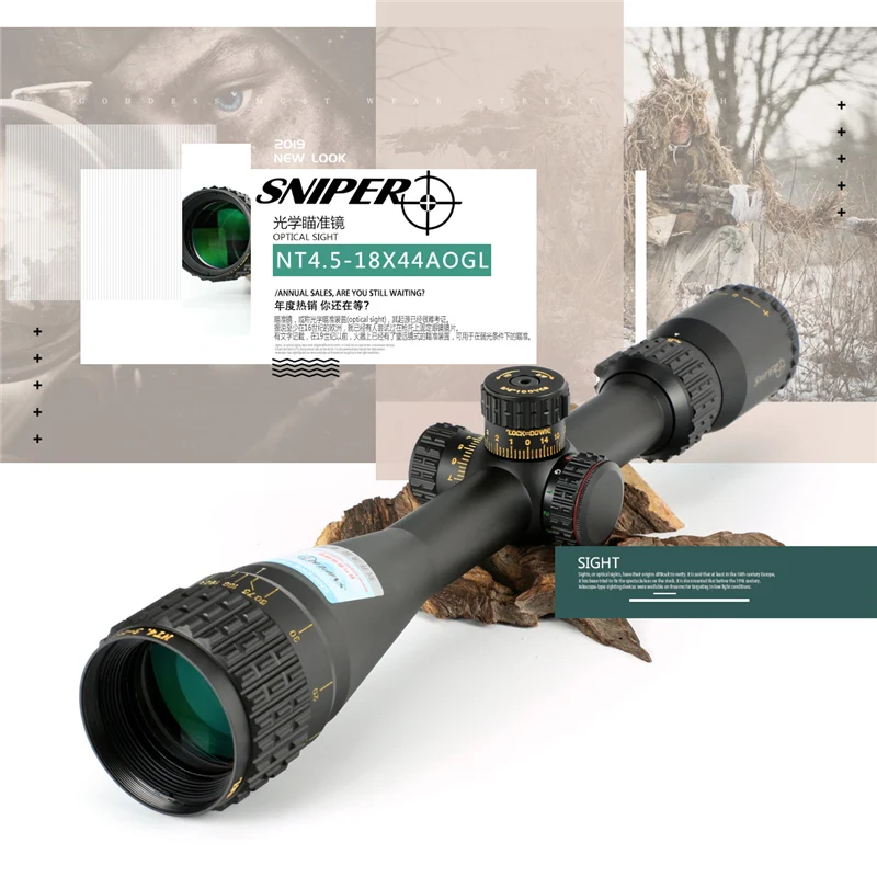 Оптический прицел Снайпер 4,5-18X44AOGL Chasse для телескопа, винтовки, пневматическая винтовка, Зрительная труба, охотничьи прицелы прицел для снайпера