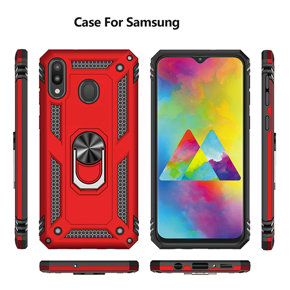 Для samsung Galaxy M10 M20 M30 M40 M30S A9S A9 Star A908 A90 5G J8 военный противоударный чехол из ТПУ ПК с кольцом и магнитной подставкой для автомобиля