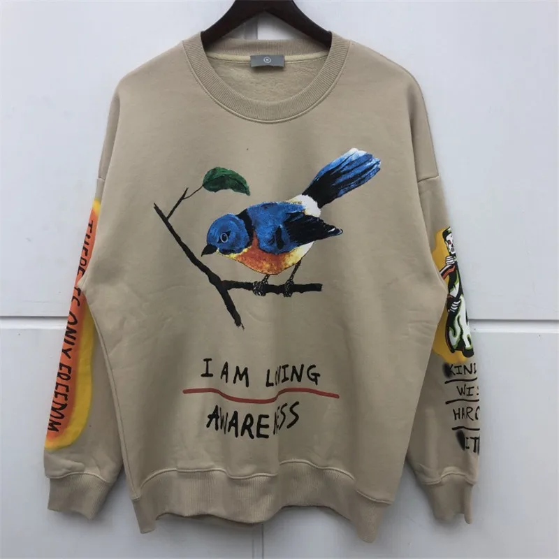 Новое поступление, толстовка Kanye West с рисунком скелета, птицы, граффити, хип-хоп, Kanye Sunday service, hoodid Spirit I See Ghosts, толстовка