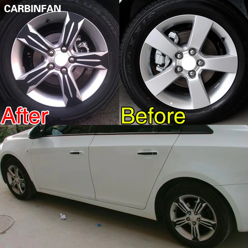 NewL Car Styling Carbon Fiber Wheel Center Hub Caps Emblem Sticker for Chevrolet Chevy Cruze 4pcs set 2011 2012 