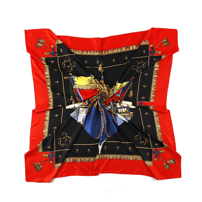 

YanChou Women Large Shawls 100% Silk Scarf France Stoles Square Luxury Tassel Kerchief Paris H Print Scarf Foulards Female 130CM