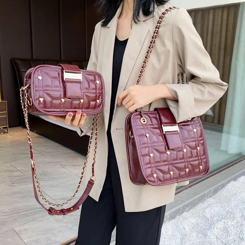 

Casual Versatile Shoulder Bag Fashion Chain Bag Women's 2019 Autumn New Style Korean-style Fashion Rivet Fairy Shoulder Bag