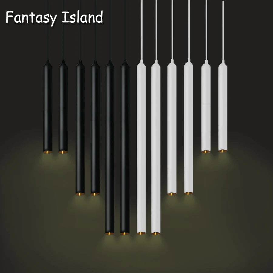 

led Pendant Lamp Long Tube light Kitchen Island Dining Room Shop Bar Counter Decoration Cylinder Pipe Hanging Light Kitchen Lamp