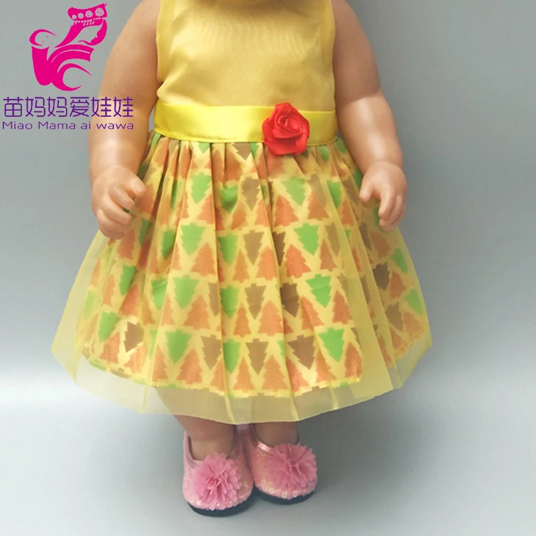 Подходит для куклы, платье для девочки 18 дюймов, желтое платье, рождественское Подарочное платье, платье для куклы
