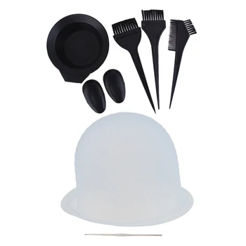 

6pcs Salon Hair Tint Bowl Kit Hair Coloring Dye Mixing Tint Bowls and Brush Comb Kit Salon Dyeing Brushes Comb Ear Cover Cap
