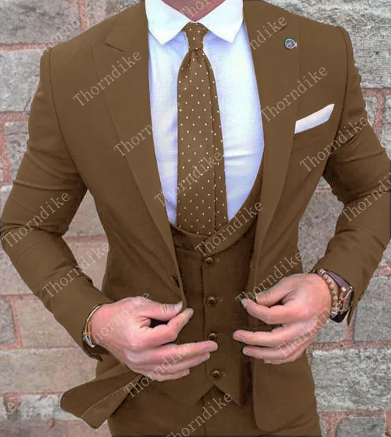 Thorndike красивый желтый Свадебный костюм для выпускного вечера Slim Fit Мужские деловые костюмы жениха Вечерние смокинги 3 шт костюм брюки с жилеткой