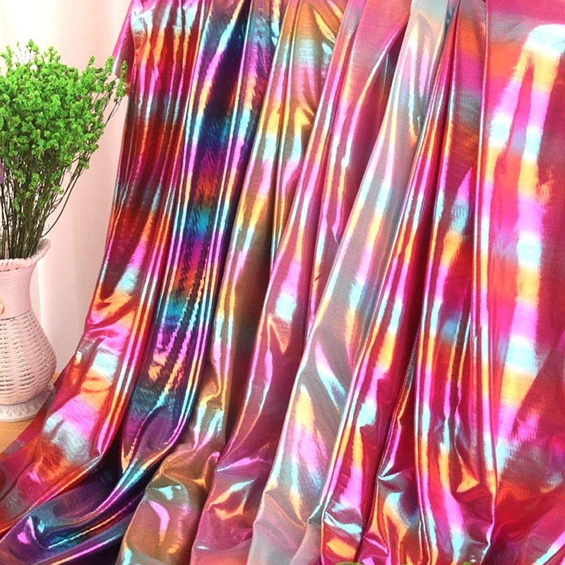 Дешевая лазерная ткань для шитья голографическая Радужная ткань для костюма игрушки куклы ткань Рождественское украшение 0,5 м/шт JA09