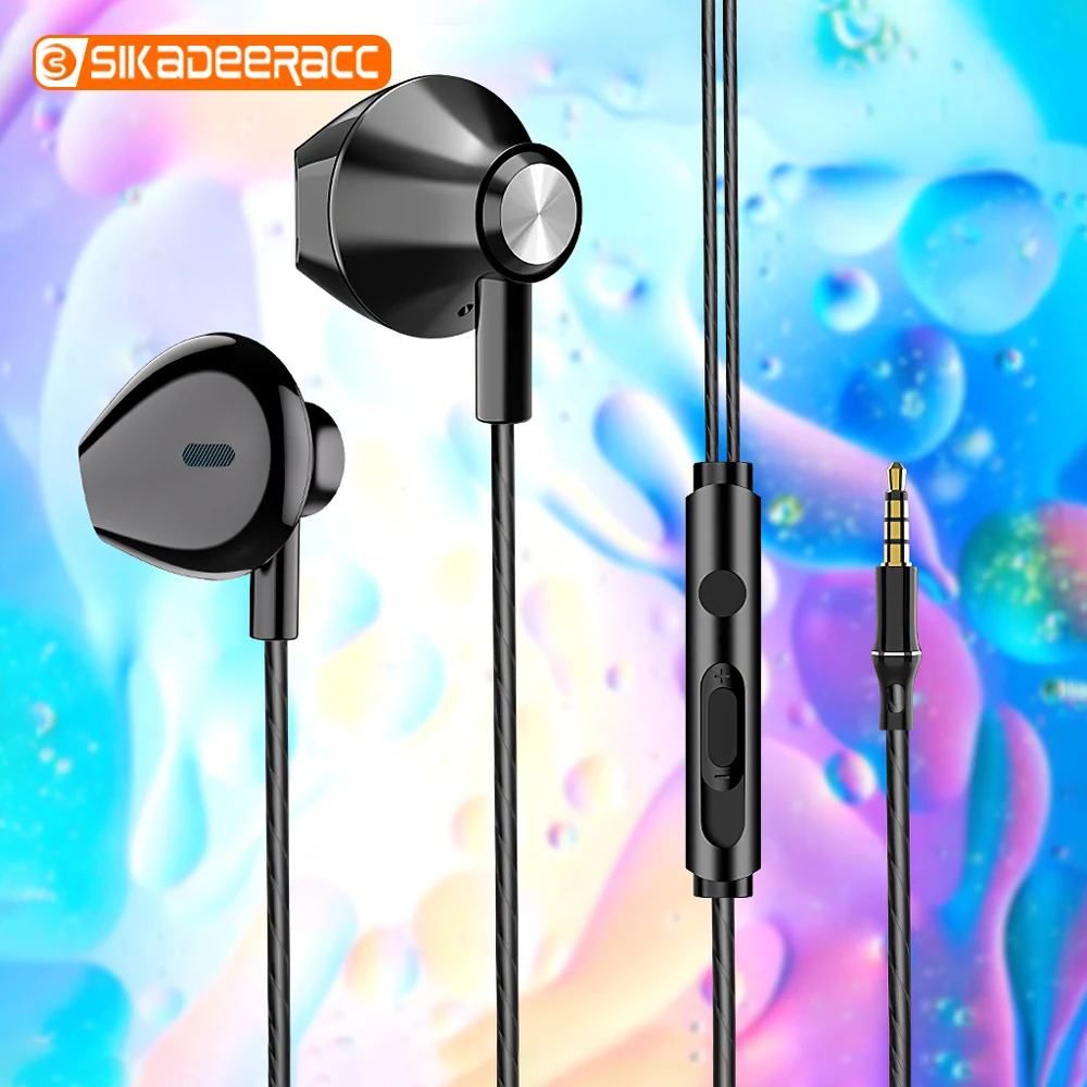 

Wired Earphone 3.5 Plug HIFI Sound Mic Stereo Bass Surround Cell Phone Headset Running For iPhone 6 6s 7 8 Plus 1.2mm Anti-sweat