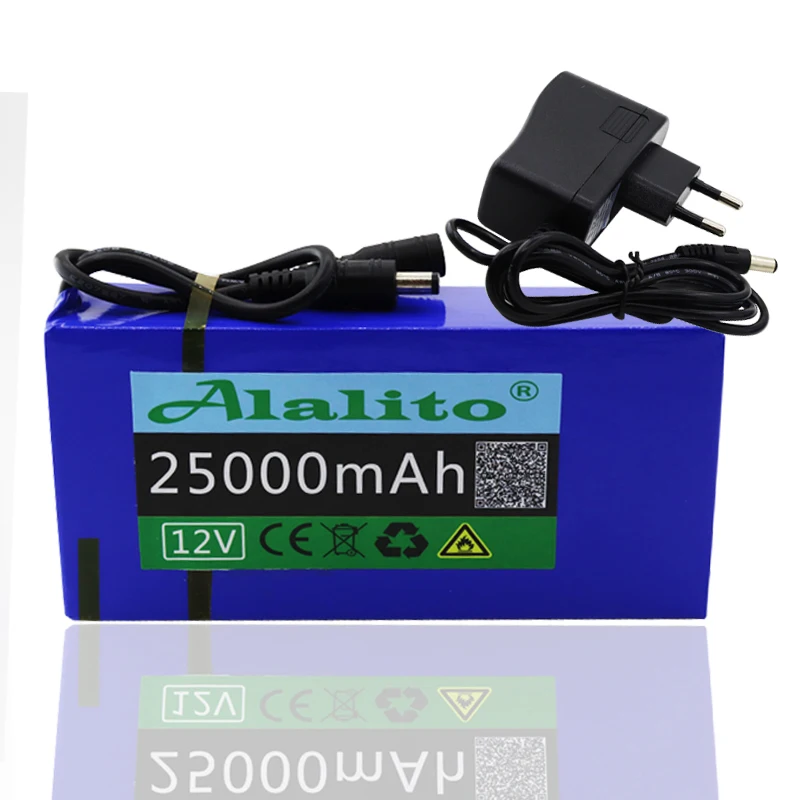 100% 12 В 25000 мАч литий ионный аккумулятор высокая емкость 6 25ач AC зарядное