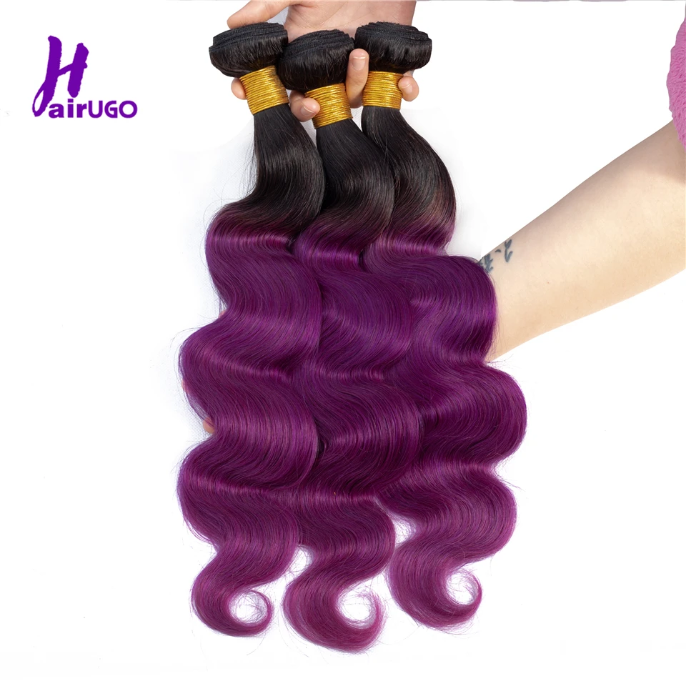 1B/фиолетовые человеческие пряди с закрытием, 4*4, не Реми, Омбре, малазийские волосы, пряди, объемная волна, HairUGo, человеческие волосы для наращивания