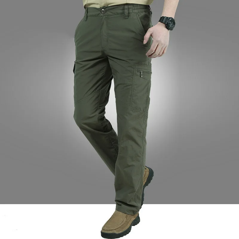 

Summer Mens Streetwear Thin Quick Drying Casual Pants Outdoor Sports Gym Trousers Outdoor Multi-pocket Cargo Pants Overalls