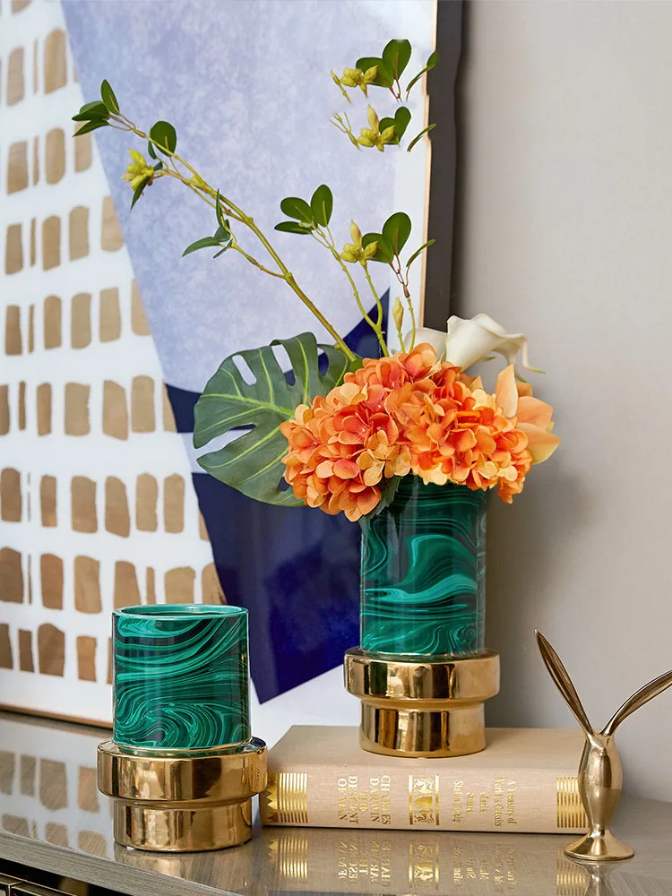 Американская Роскошная керамическая ваза для украшения интерьера гостиной поддельные цветочные горшки статуэтки ремесла офисная настольная мебель украшения