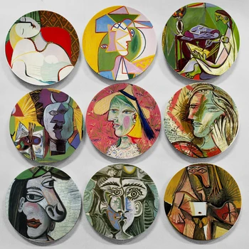

New Picasso Famous Oil Painting Decorative Plate Spanish Abstract Wall Hanging Craft Dish Home/hotel Decor Wholesale Round Plate