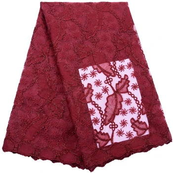 

African Lace Fabric Embroidered Nigerian Laces Fabric 5Yards Bridal High Quality French Tulle Lace Fabric For Women Dress Y1811