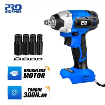 

Burshless Impact Wrench Cordless 300NM Max Torque Socket Wrench 20V Without 4000mAh Lithium-Ion Battery Power Tool By PROSTORMER