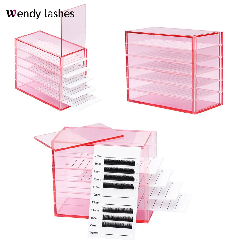 

5 Layers Lash Boxes Transparent Eyelash Extension Storage Box Organizer Acrylic Lash Pallet Holder Case Grafting Eyelash Display