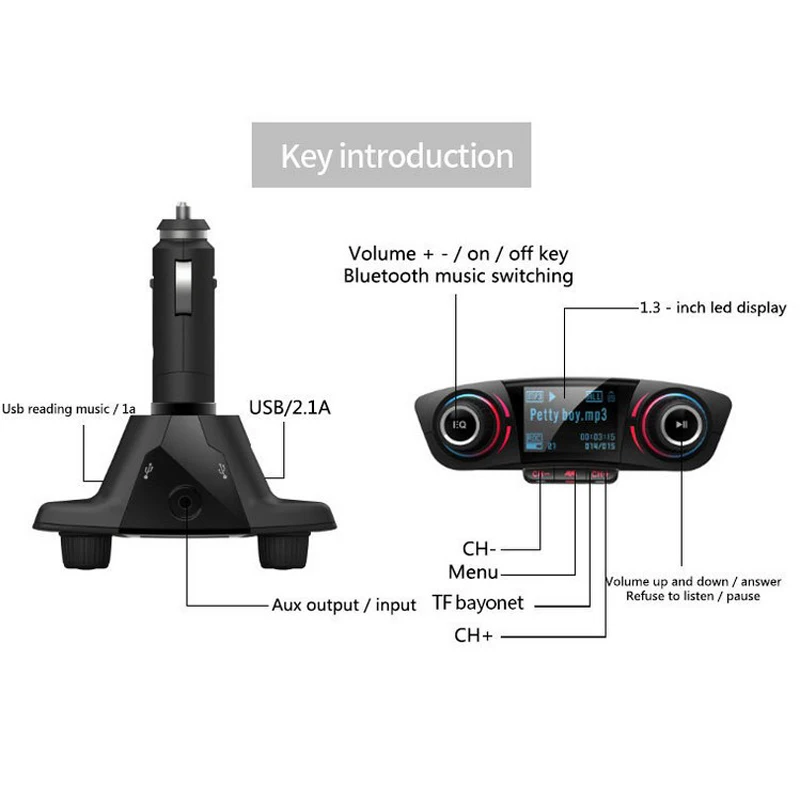 BT06 автомобиль Bluetooth радио, зарядное устройство MP3-плеер Стерео громкой связи двойной USB изготовлен из высококачественного материала, прочный
