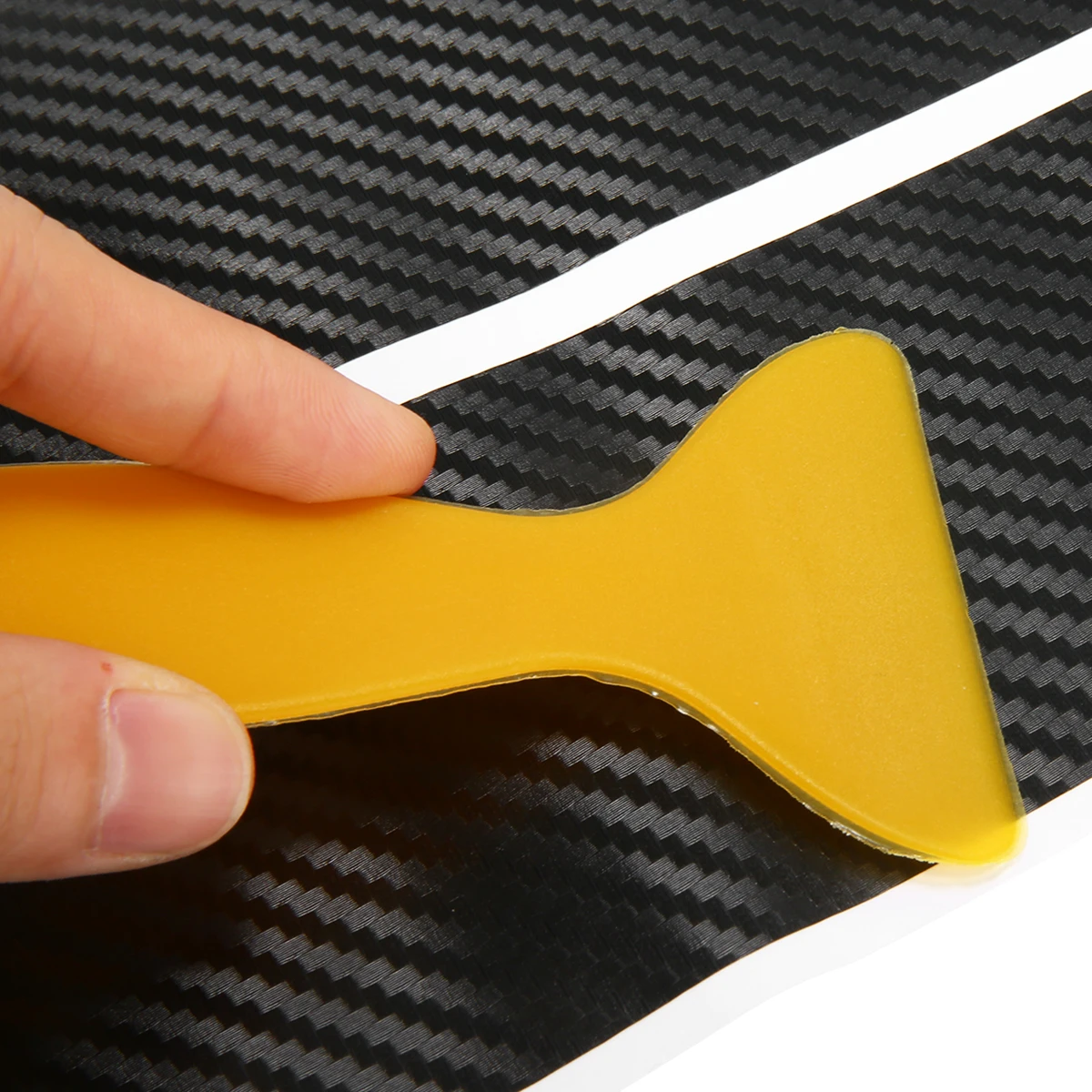 Mayitr 4Pcs Black Carbon Style Car Door Plate Sill Scuff Cover Sticker Anti Scratch Carbon Fiber Car Stickers with Small Tools