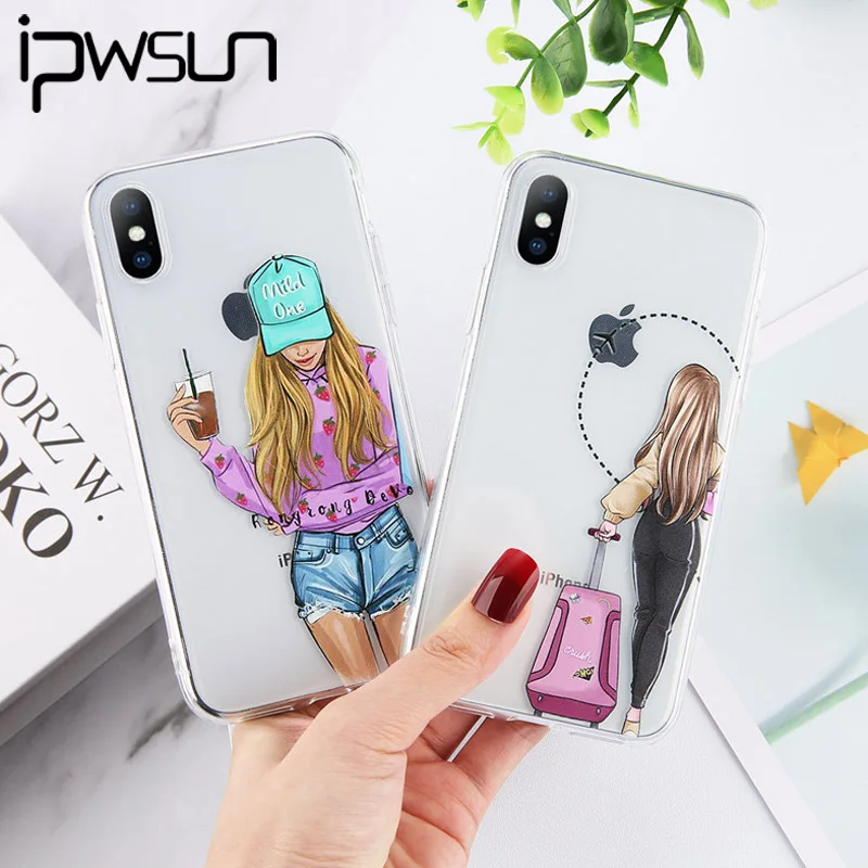 Чехол iPWSOO для телефона с мультяшной девушкой iPhone 11 Pro Max чехол X XS XR 6 6s 7 8 Plus