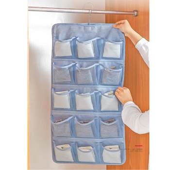 

Double Sided Underwear Hanging Organizer, Solid Color Oxford Cloth Storage Bag with 20 Mesh Pockets 72 cm*40 cm