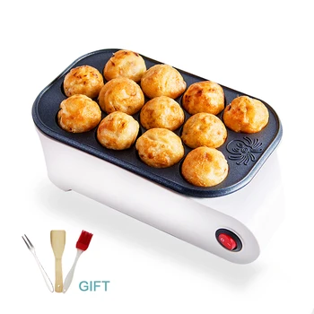 

Small Takoyaki Maker BBQ Grill Non-stick pan Mini Frying pan baking plates electric Octopus Balls Machine 220V 500w With Gift