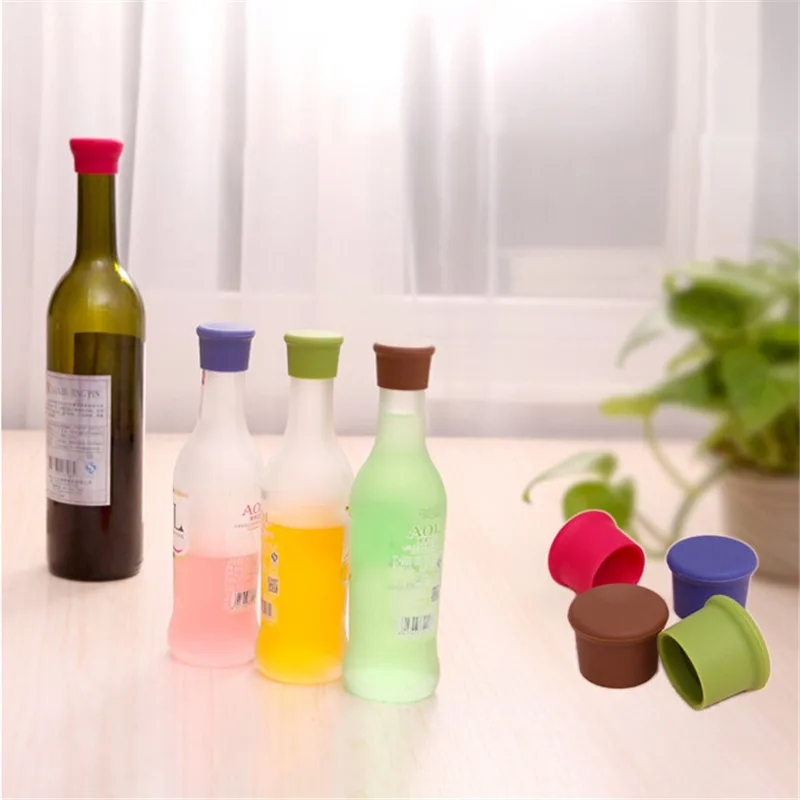 5PCs Multicolor Creativity Silicone Top Hat Fresh-keeping Bottle Cap Wine Cork Wine Pourer Stopper Kitchen Accessories 3.5x3.1cm