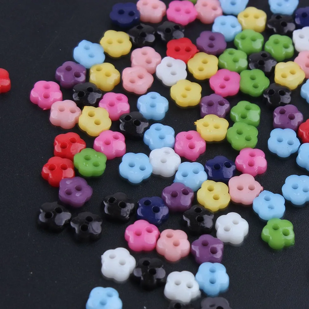 Handmade Mixing Colorful Flower Plastic Buttons for Clothing Crafts