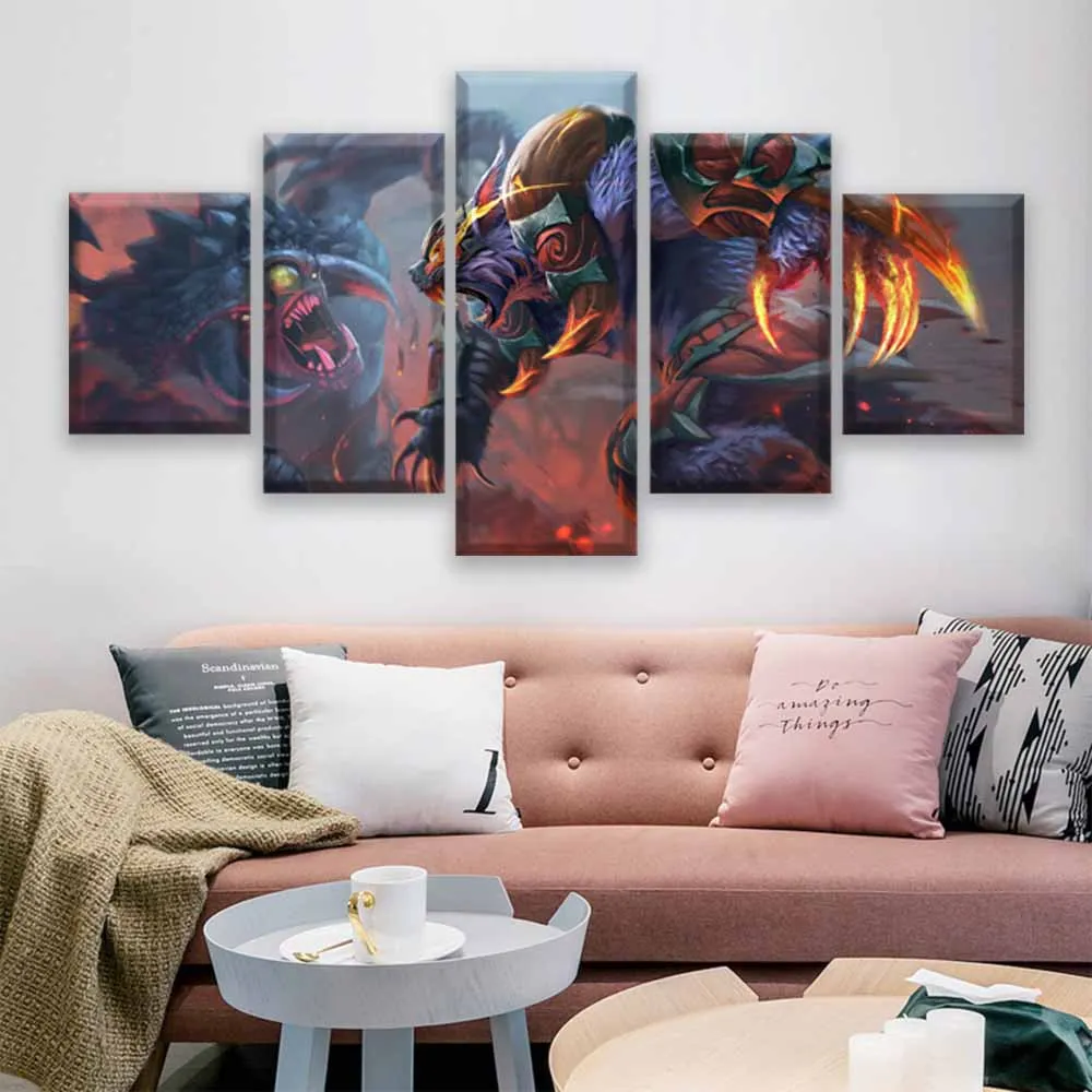 Home Decor Canvas Wall Art Picture For Living Room Modern 5 Panel DotA 2 Shadow Fiend Game Poster H