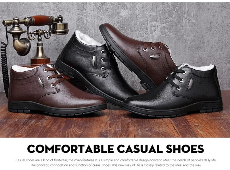 Теплые зимние мужские ботильоны с плюшем; мужские зимние ботинки из натуральной кожи; роскошная мужская обувь в британском деловом стиле с мехом; обувь для отца