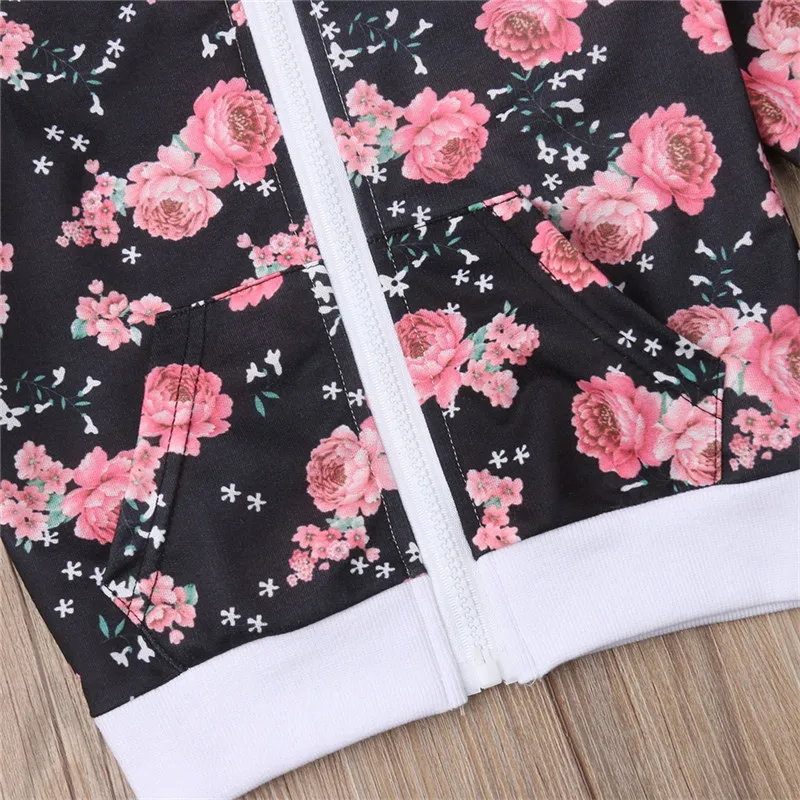 Kids Clothing Set Girls Clothing Set Kids Sweatshirt Set 3-7 Years Kids Baby Girl Clothes Set Floral Print Long Sleeve Sweatshirt Long Pants Outfits