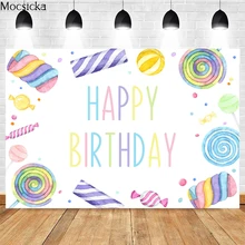 

Mocsicka 1st Birthday Party Photography Background Candy Decoration Studio Props Children Happy Birthday Photo Backdrop Banner