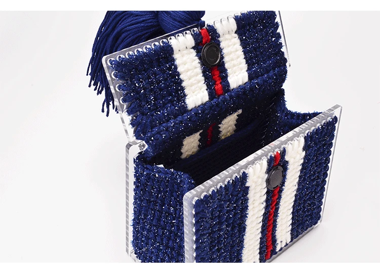 Это роскошная Роскошная Очаровательная Женская сумка 0711 известный дизайнер красочная полоса сшивание акриловая ручная вязка шерстяная сумка через плечо