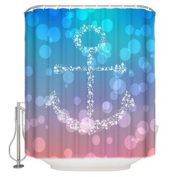 

Anchor Fantasy Bubble Gradient Shower Curtain Waterproof and Mildewproof Polyester Fabric Bath Curtain Design