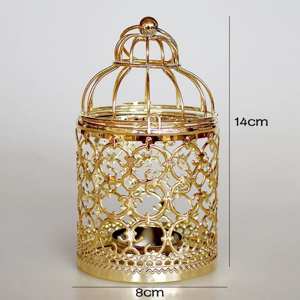 Metal Hollow Birdcage Candle Holder Tealight Candlestick Romantic Night Light Candle Holder Hanging Birdcage Candle Holder