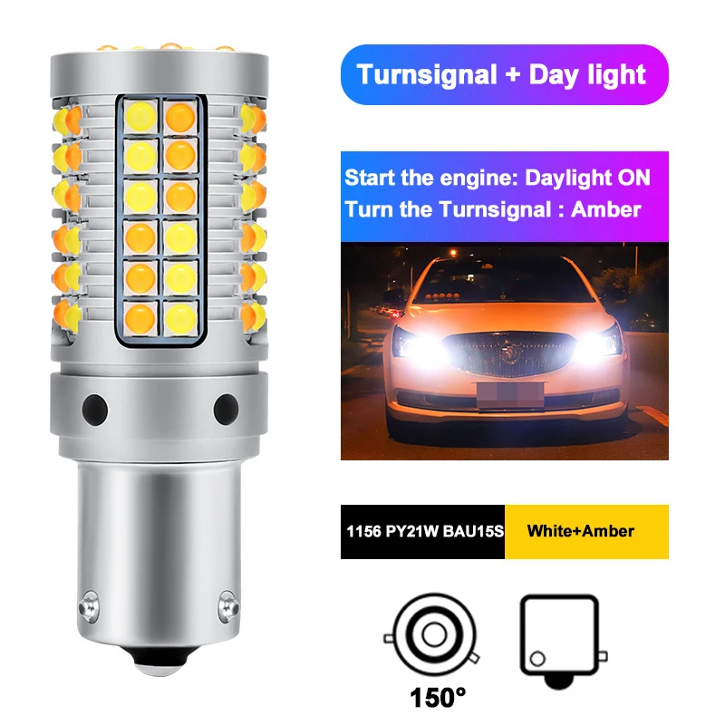 ShinMan 70 Вт 1156 BAU15S светодиодный Turnsignal py21w светодиодный светильник Автомобильный светодиодный дневной светильник 7507 с can-bus поворота светильник двойной цвет дневные ходовые огни светильник - Испускаемый цвет: BAU15S White