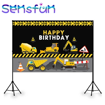 

xq0273 Boy Birthday backdrop Construction party photoshoot photocall Quarantine dump truck photography background photo studio