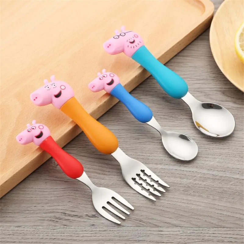 Модные стили Peppa Pig Детская посуда мультяшный узор вилка и ложка набор фигурка модель детские игрушки для вечеринки