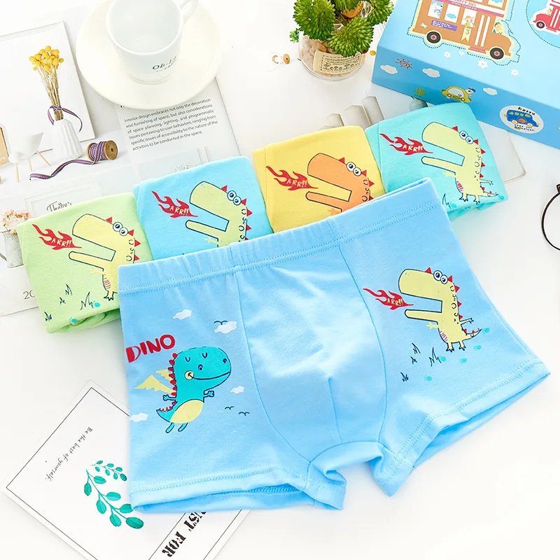 5Pcs/set Baby Kids Boys Cartoon Dinosaur Panties Girls Underwear Modal