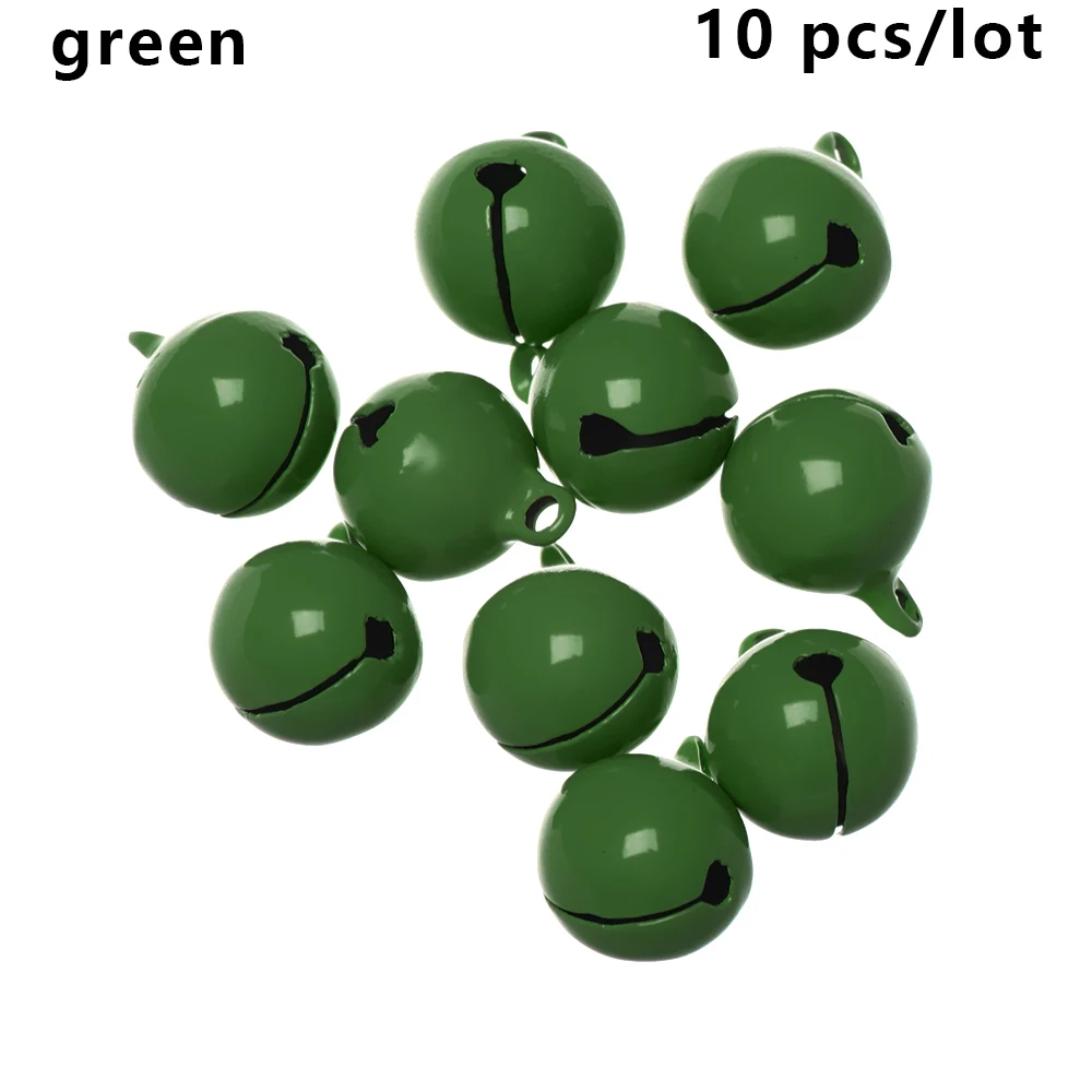 green 10 шт цветные Свободные металлические бусины, железные колокольчики, рождественские подвесные Подвески, Колокольчик для елки, праздничные декоративные шары, поделки своими руками - Цвет: green