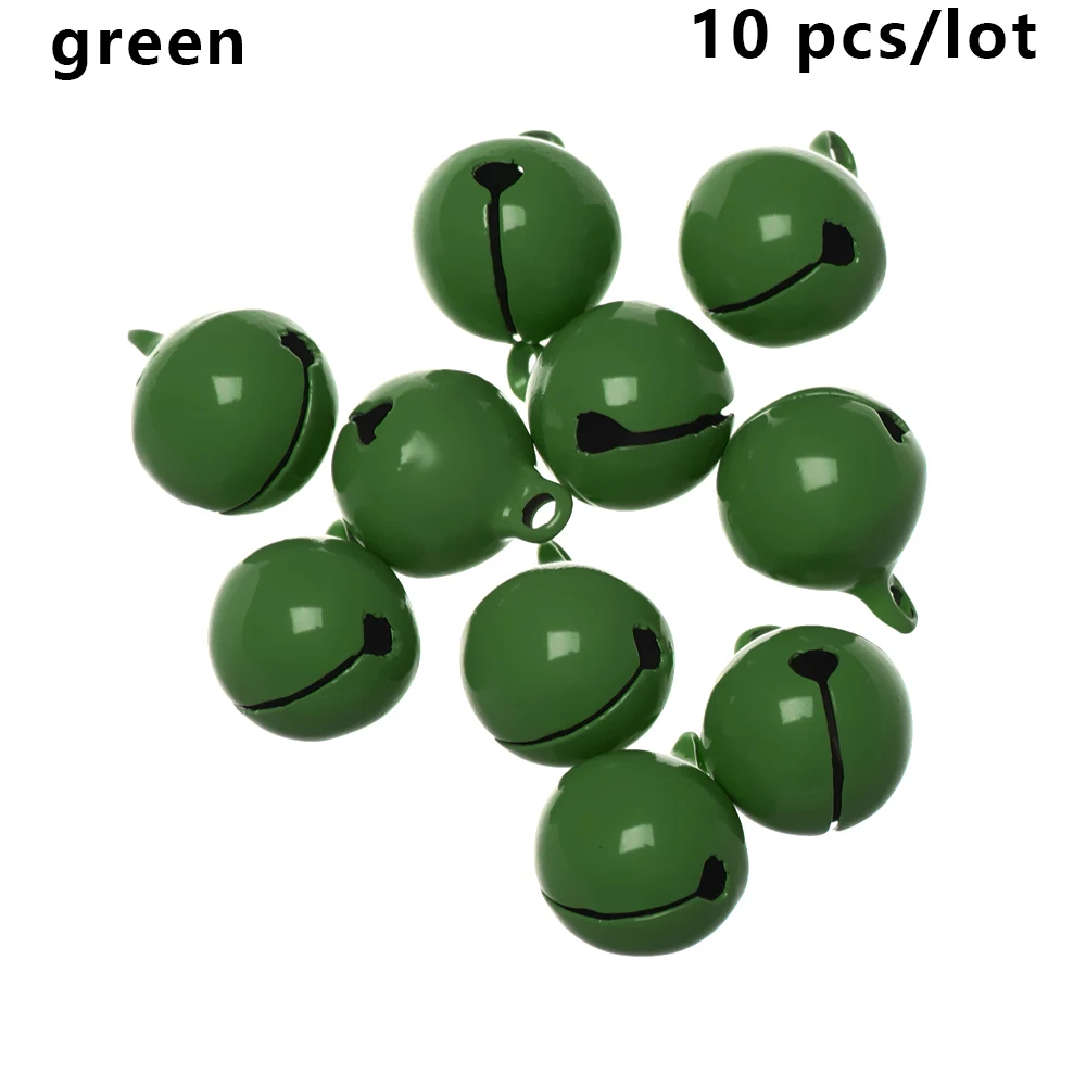 10 шт цветные Свободные металлические бусины, железные колокольчики, рождественские подвесные Подвески, Колокольчик для елки, праздничные декоративные шары, поделки своими руками - Цвет: green