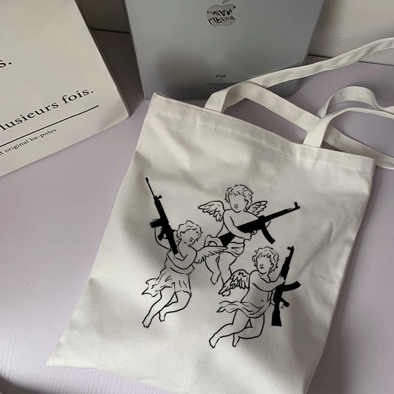 Повседневная модная парусиновая женская сумка в стиле хип-хоп с мультяшным