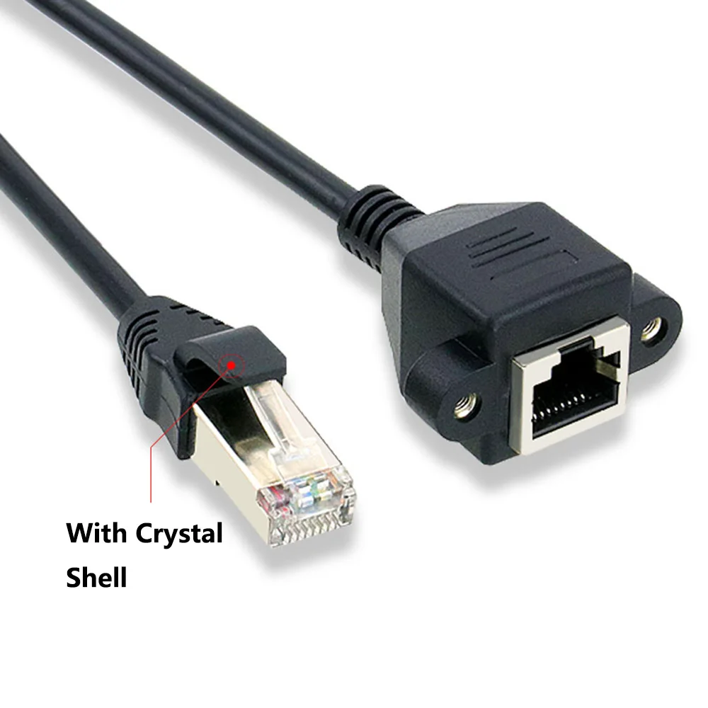 

Pure Copper Wire RJ45 Ethernet Cable Male to Female Extension Cord CAT5E Copper Network Line With Screw Holes Crystal Shell