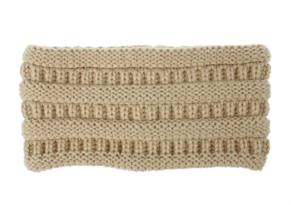 5 Beige no logo Вязаная повязка на голову с конским хвостом, спортивные тканые крученые повязки на голову, ручная работа, вязаные эластичные женские повязки на голову, защищенные ушами, теплые зимние WH200D - Цвет: 5 Beige no logo