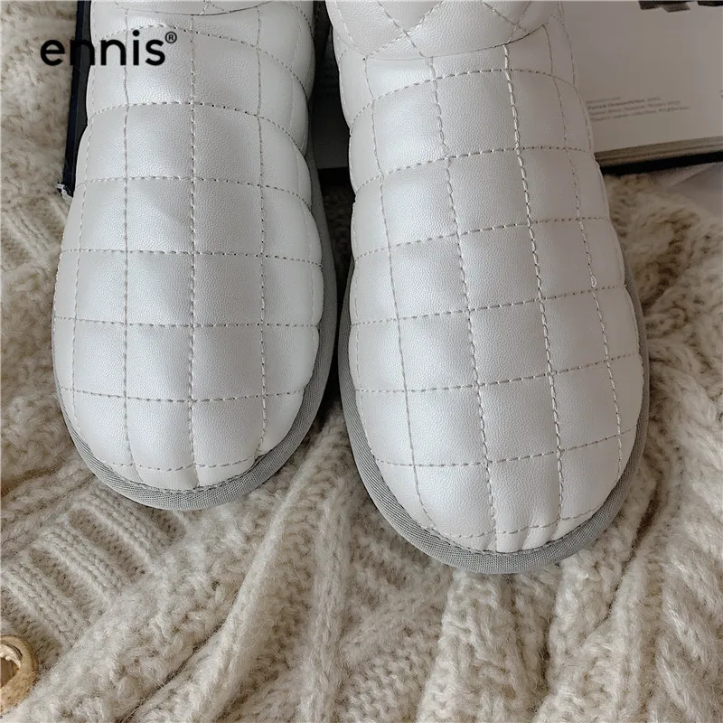 ENNIS/ г. Модные зимние ботинки женские ботильоны на плоской подошве с овечьим мехом женские водонепроницаемые плюшевые Ботинки теплая обувь большого размера A9300