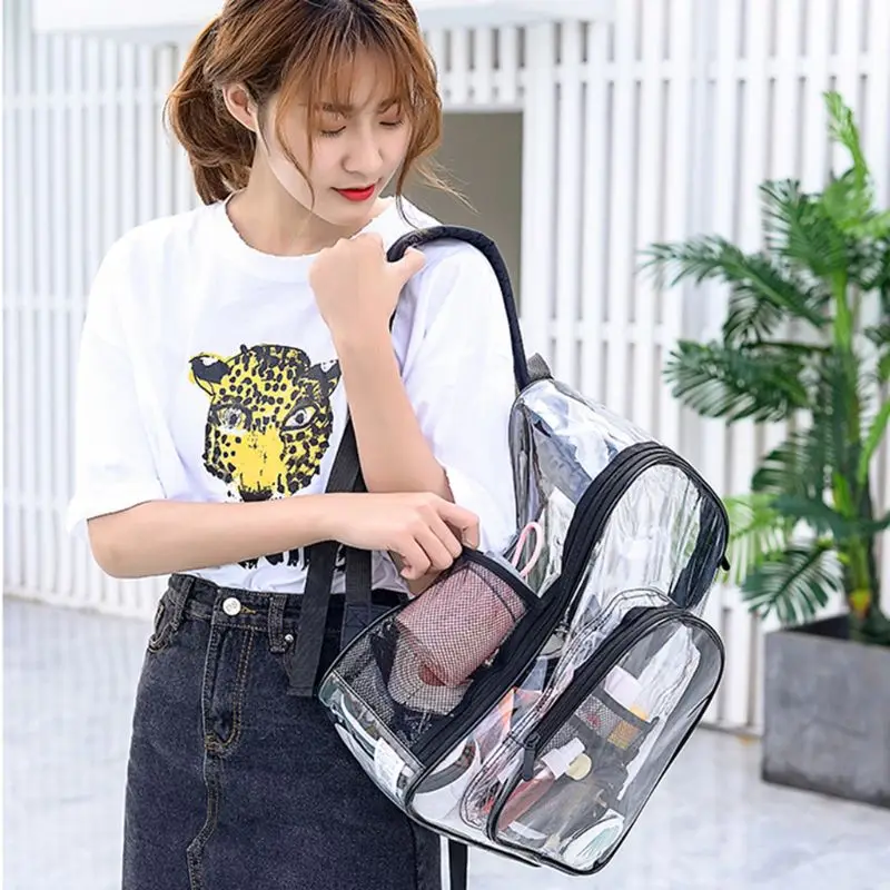 

Clear Backpack Heavy Duty See Through Transparent Daypack Student School Bookback