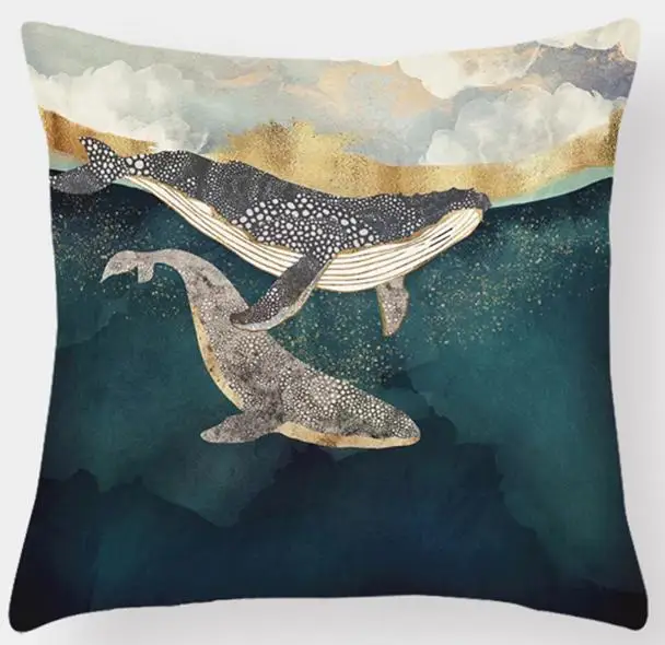 Nordic Style Octopus Cushion Blue Ocean World Wave Shark Whale Fish Mediterranean Sofa Pillow Cojines For Office Chair Backrest - Цвет: A3