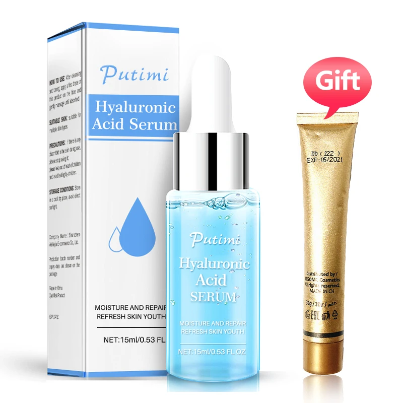 

PUTIMI Hyaluronic Acid Shrink Pore Face Serum Moisturizing Whitening Essence Face Cream Anti-Aging Dry Skin Care Cream for Face